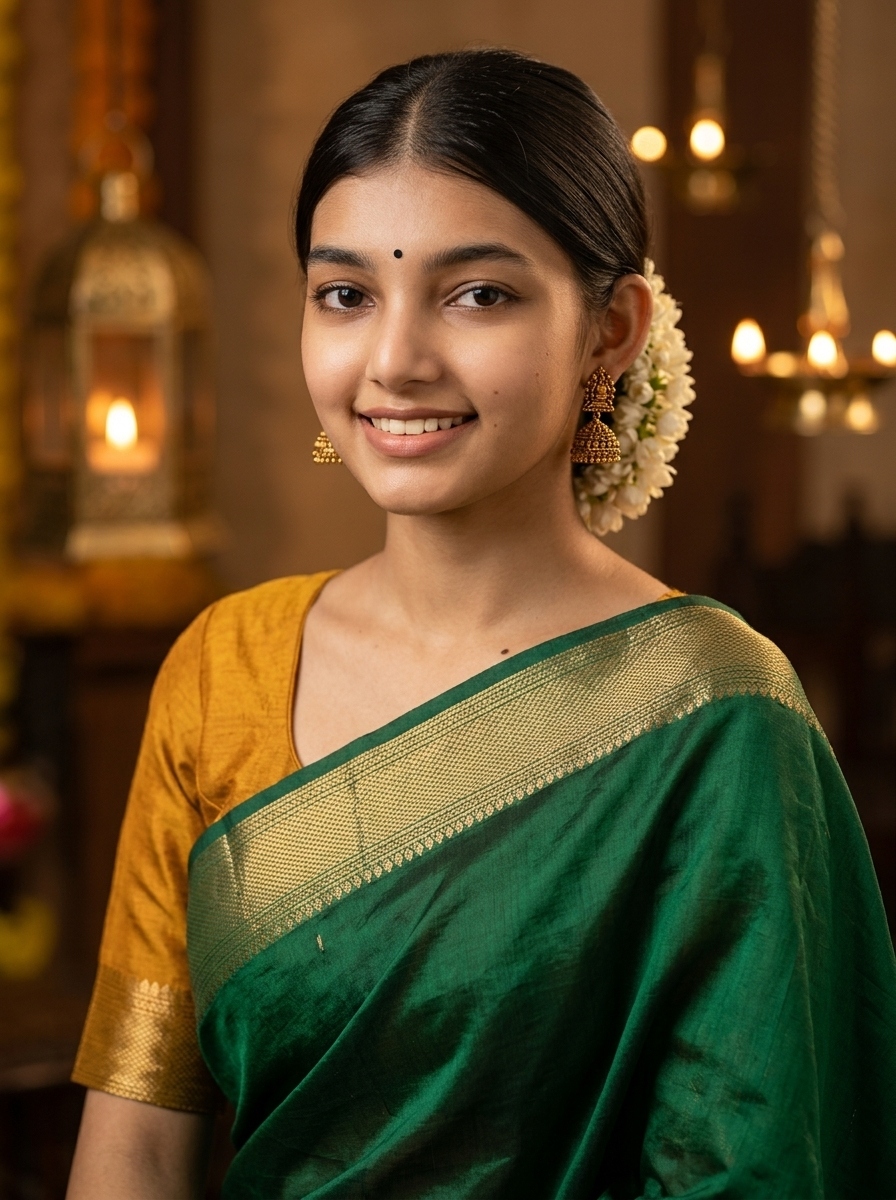 Emerald Chanderi Saree